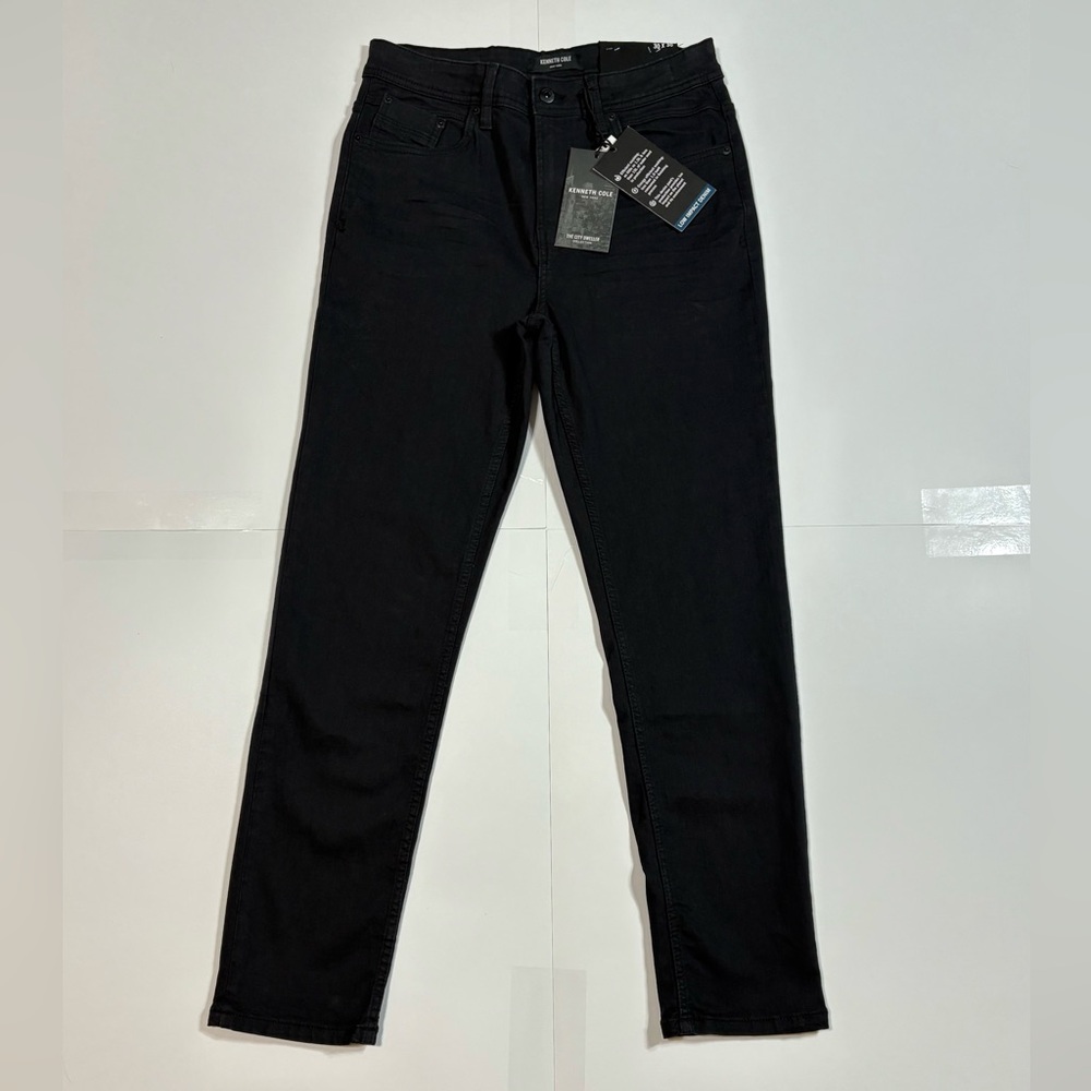 KENNETH COLE Mens Low-impact Denim Stretch Casual Tapered-Fit Jeans KU9P12BSACM2